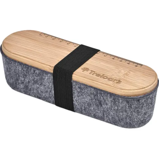 Okiyo Byoga Recycled PET Felt & Bamboo Stationery Case Branded